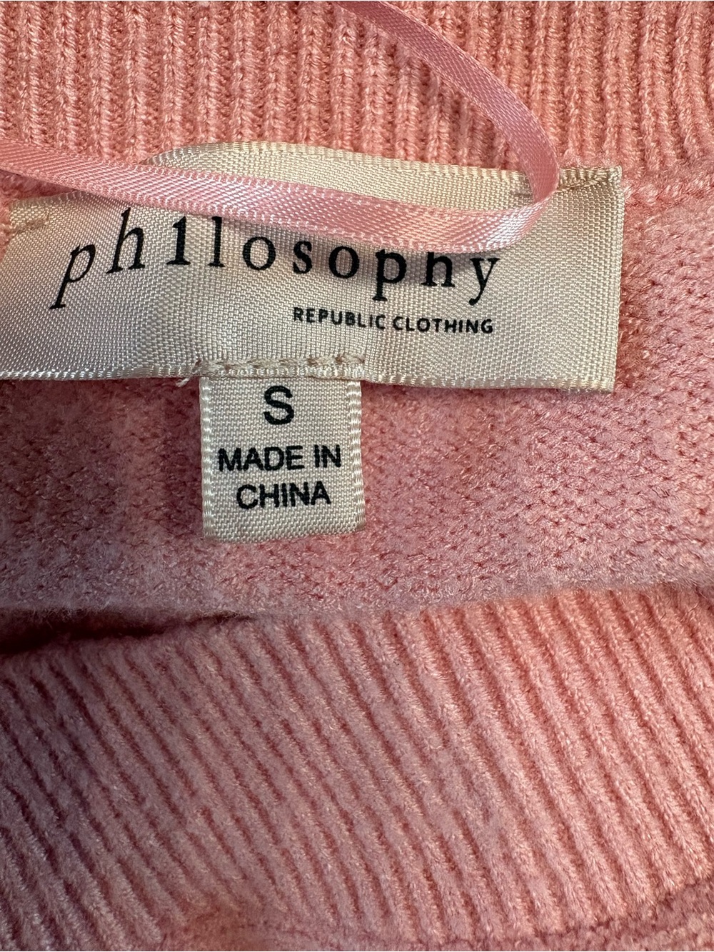 Philosophy Soft Pink V-Neck Pullover Sweater - Picture 4 of 5
